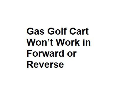 Gas Golf Cart Won’t Work in Forward or Reverse